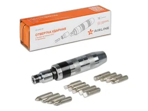 Отвёртка ударная, с битами-вставками 5/16", 15 предметов, артикул AT-IHS-01