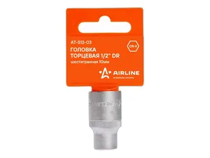 Головка торцевая 10мм., 1/2" 6-гранная DR, пласт. подвес, артикул AT-S12-03