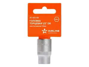 Головка торцевая 12мм., 1/2" 6-гранная DR, пласт. подвес, артикул AT-S12-05