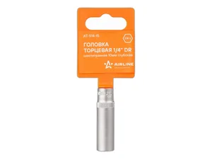 Головка торцевая 10мм., 1/4" 6-гранная DR, глубокая, пласт. подвес, артикул AT-S14-15