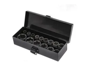 Набор головок ударных 1/2", L=38мм., к-т 15шт. (10, 11, 12, 13, 14, 15, 17, 18, 19, 21, 22, 24, 27, 30, 32мм.), уп. металлический кейс, артикул ATAS041
