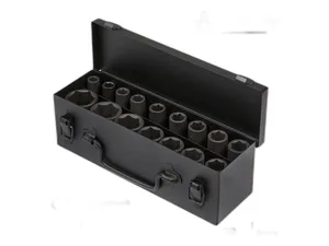 Набор головок ударных 1/2", L=78мм., к-т 16шт. (10, 11, 12, 13, 14, 15, 16, 17, 18, 19, 21, 22, 24, 27, 30, 32мм.), уп. металлический кейс, артикул ATAS043