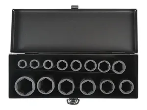 Набор головок ударных 1/2", L=78мм.-удлинённых, к-т 14шт. (10, 11, 12, 13, 14, 15, 16, 17, 18, 19, 21, 22, 24, 27мм.), уп. металлический кейс, артикул ATAS062