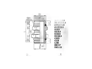 Фитинг латунный прямой D=2512 M22x1,5-M16x1,5 ГАЗон NEXT, КАМАЗ пневмотормоза "Оригинал", артикул D2512М22Х1.5-М16Х1.5