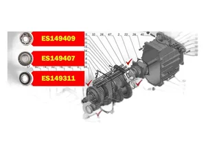 Рем. комплект КПП ГАЗон NEXT C41R11, 5-ти ст., 13-ть наименований, к-т=подшипники (264706+64706+VKHB9113+64910Е+64812Е+6409+6311.2RS)+сальники 2шт. EO9041+EO9033, C41R11.1701210, 33104-1701043, серия ULTRAPRECISIO, класс точности Р6, ISO-199:2005, улучшенная версия подшипников, артикул ES749024