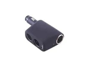 Разветвитель прикуривателя 2 гнезда + USB черный, USB 800mA, предохранитель 10А, артикул S02301010