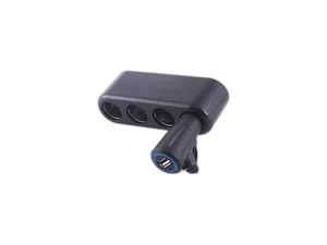 Разветвитель прикуривателя 4 гнезда + USB черный, предохранитель 10А, USB 1A, артикул S02301015