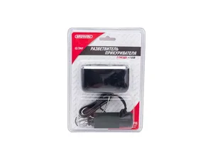 Разветвитель прикуривателя 2 гнезда + USB черный, предохранитель 10А, USB 1A Skyway — ракурс 1