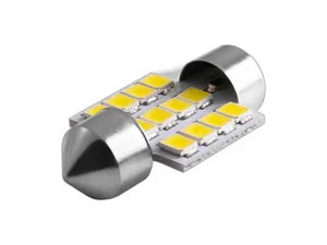 Автолампа диод T11(C5W) 12V 12 SMD диода c цоколем 31мм. 1-контактная белая, салон, номер (S08201157) Skyway — ракурс 1