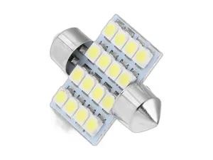 Автолампа диод T11(C5W) 12V 16 SMD диода c цоколем 31мм. 1-контактная белая, салон, номер (S08201160), артикул SJ-16SMD-1206-31MM-S