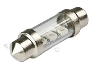 Автолампа диод T11(C5W) 12V 6 SMD диодов c цоколем 39мм. 1-контактная белая,  салон, номер (S08201183), артикул SJTG-6SMD-3528-39MM
