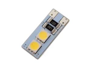 Автолампа диод T10(W5W) 12V 4 SMD диода без цоколя 3 чип 1-контактная белая, габариты, номер (S08201118)