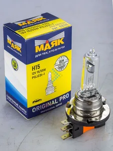 Автолампа H15, 12V 15/55W, цоколь PGJ23t-1 ORIGINAL PRO OEM. 02115 "МАЯК" — ракурс 1