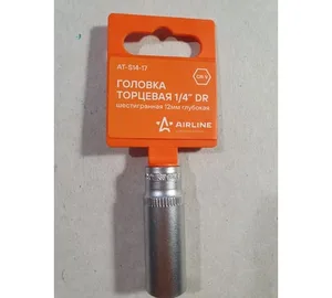 Головка торцевая 1/4" DR шестигранная глубокая 12 мм AT-S14-17, артикул 0-AT-S14-17