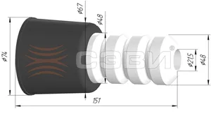 Буфер хода сжатия передней подвески с кожухом для а/м LADA VESTA 8450043437 к-т 2 шт "СЭВИ-ЭКСПЕРТ", артикул 1519-3437