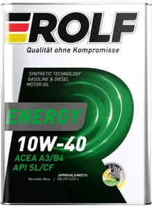 Масло моторное ROLF Energy 10W-40 A3/B4 SL/CF п/синтетика 4л, артикул 322227