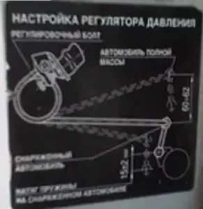 Табличка инструкционная настройки регулятора давления, артикул 3302-3903216