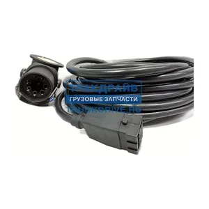 Кабель электрический полуприцепа для а/м КАМАЗ, МАЗ, SCANIA, VOLVO, IVECO, BPW, SCHMITZ, KOGEL, KRONE, DAF Евро, L=10м., 7-мь конт., в сб., с розеткой, цвет чёрный (WABCO 4492251000, 10.470.300), артикул 40001903293