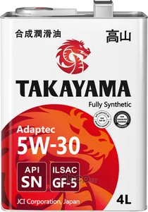 Масло моторное TAKAYAMA Adaptec 5W-30 SN, GF-5 синтетика 4 л, артикул 605585
