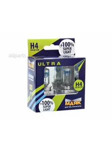 Автолампа H4, 12V 60/55W, цоколь P43t Super Light +100% ULTRA. 82420SL+100 "МАЯК" — ракурс 1