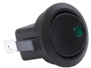 Клавиша 12V 20А круглая черная с зеленой LED подсветкой (3конт.) ON-OFF. 905475 "Nord YADA"