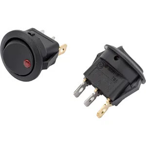 Клавиша 12V 20А круглая черная с красной LED подсветкой (3конт.) ON-OFF. 905476 "Nord YADA"