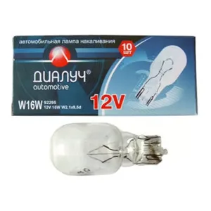 Лампа W16W стекл. цоколь 12Vх16W (габарит, приборы, номер), артикул 92295