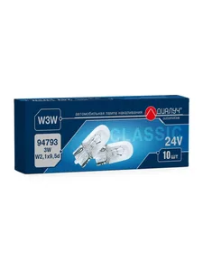 Лампа габарит, приборы, номер 24Vх3W стекл. цоколь W3W, T10, артикул 94793