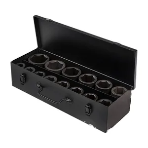 Набор головок ударных 1", L=90мм., к-т 14шт. (22, 24, 27, 30, 32, 33, 34, 36, 38, 41, 46, 50, 55, 60мм.), уп. металлический кейс, артикул ATAS046