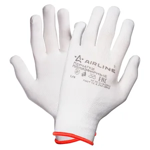 Перчатки поли эфирные (L), бе лые, с подвесом. AWG-NS-12 "AIRLINE"