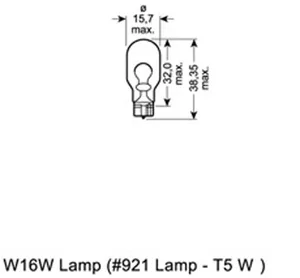 Лампа W16W стекл. цоколь 12Vх16W (габарит, приборы, номер), артикул GP.71742021