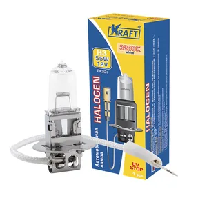 Автолампа H3, 12V 100W, цоколь PK22s. KT 700007 "KRAFT"