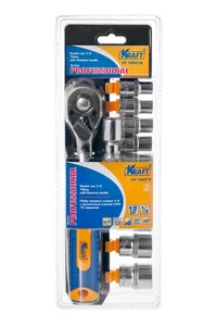 Набор головок торцевых с трещеткой 1/2"Dr 12 предметов. KT 700318 "KRAFT"