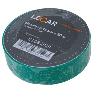 Изолента LECAR 19 мм × 20 м зеленая, артикул LECAR000063006