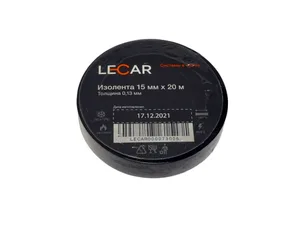 Изолента LECAR 15 мм × 20 м черная, артикул LECAR-0000730-06