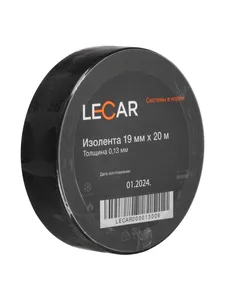 Изолента матерчатая LECAR 19 мм × 20 м черная, артикул LECAR-0001330-06