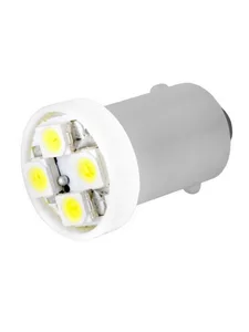 Автолампа диод T8,5(T4W) 12V 5 SMD диодов с цоколем BA9S 1-контактная белая, габариты, номер (S08201227), артикул SBA9S-5SMD-3528-BA9S