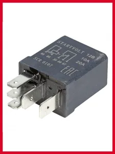Реле автомобильное 5 контактов 12V 10/20A, (без резистора). SCR 0106 "STARTVOLT"