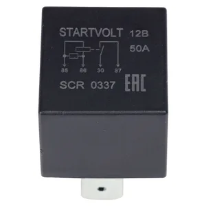 Реле автомобильное защиты стартера 4 конт. 12V 50A (с резист., без кронштейна). SCR 0337 "STARTVOLT"