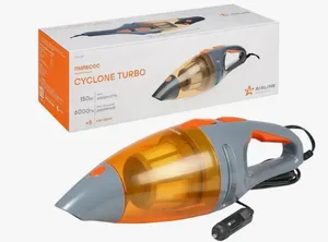 Пылесос автомобильный CYCLONE TURBO, 150Вт, 0,5л., 6кПа, работает от прикуривателя, 12В, провод L=4м., упаковка сумка, артикул VCA-03